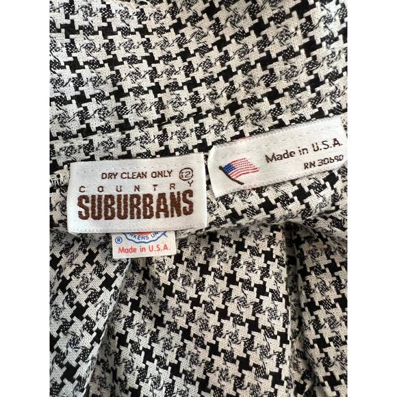 Vintage 80s Country Suburbans High waisted Summer houndstooth Midi skirt - Picture 6 of 7